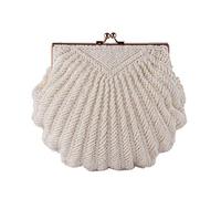 Pochette Donna Pochette da Donna Pochette da Sera Tote da Sposa Tote da Sposa con Perline Borsa A Catena Conchiglia Beige