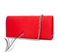 Pochette elegante raso rossa cerimonia borsetta gioiello clutch tracolla catena