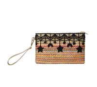 Pochette estiva da spiaggia, borsa in paglia da donna, borsa a busta intrecciata, pochette estiva da polso, morbida pochette da spiaggia, Multicolore