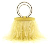 Pochette Fashion Feather Borsa a secchiello in piuma con tracolla in catena di piume di struzzo Borsa da sera multicolore(Color6)