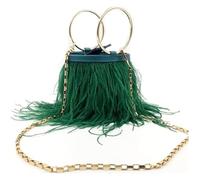 Pochette Fashion Feather Borsa a secchiello in piuma con tracolla in catena di piume di struzzo Borsa da sera multicolore(Color07)
