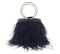 Pochette Fashion Feather Borsa a secchiello in piuma con tracolla in catena di piume di struzzo Borsa da sera multicolore(Color1)