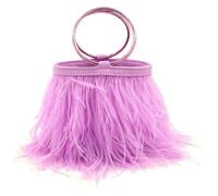 Pochette Fashion Feather Borsa a secchiello in piuma con tracolla in catena di piume di struzzo Borsa da sera multicolore(Color10)