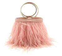 Pochette Fashion Feather Borsa a secchiello in piuma con tracolla in catena di piume di struzzo Borsa da sera multicolore(Color5)