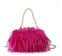 Pochette Fashion Feather Borsa Messenger Da Donna Piuma Multicolor 22x15x7 cm(Rose Red)