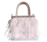 Pochette Fashion Feather Pochette da sera in piuma Borsa a tracolla con catena e nappa con perle di diamanti multicolore for donna(Color2)