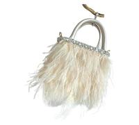 Pochette Fashion Feather Pochette da sera in piuma Borsa a tracolla con catena e nappa con perle di diamanti multicolore for donna(Color3)