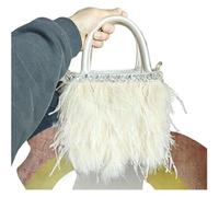 Pochette Fashion Feather Pochette da sera in piuma Borsa a tracolla con catena e nappa con perle di diamanti multicolore for donna(Color1)
