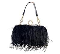 Pochette Fashion Feather Pochette Piuma Multicolor 18x4x9cm(Black)