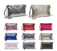 Pochette glitter Miss Lulu in 2 pezzi con catena dorata e mini borsa a catena staccabile per matrimonio e data