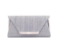 Pochette glitterate da donna, borse da sera, buste, borse formali, matrimoni, balli, lotteria, argento, Einheitsgröße