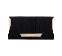 Pochette glitterate da donna, borse da sera, buste, borse formali, matrimoni, balli, lotteria, Nero , Einheitsgröße