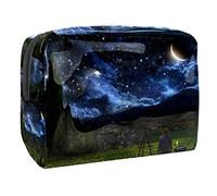 Pochette impermeabile per il trucco, con cielo stellato, blu inverno, organizer da viaggio con cerniera, piccola custodia per cosmetici, borsa per cosmetici, per adolescenti, ragazze e donne,