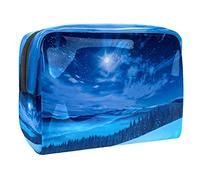 Pochette impermeabile per il trucco, con cielo stellato, blu inverno, organizer da viaggio con cerniera, piccola custodia per cosmetici, borsa per cosmetici, per adolescenti, ragazze e donne,
