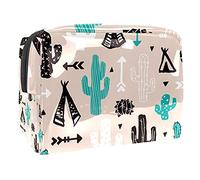 Pochette impermeabile per il trucco, con motivo cactus, scarabocchi, organizer da viaggio con cerniera, piccola custodia per cosmetici, borsa per cosmetici, per adolescenti, ragazze e donne,