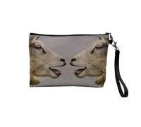 Pochette in lino - Animali selvatici Prateria Campi Animali allevamento Mucca Lupo Orso Natura Foto Animaliere - Astuccio per trucco in tela effetto lino - Astuccio da toilette - Portamonete, Pecora