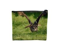 Pochette in lino - Aquile Uccelli Marrone uccello di preda animale selvatico - Astuccio per trucco in tela effetto lino - Astuccio da toilette - Portamonete, Gufi Attacco, 15 x 10 cm, Astuccio per il