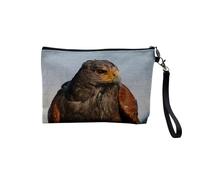 Pochette in lino - Aquile Uccelli Marrone uccello di preda animale selvatico - Astuccio per trucco in tela effetto lino - Astuccio da toilette - Portamonete, Ugello, 23.5 x 15 cm, Astuccio per il