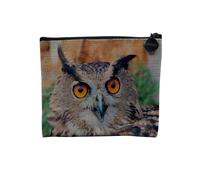 Pochette in lino - Aquile Uccelli Marrone uccello di preda animale selvatico - Astuccio per trucco in tela effetto lino - Astuccio da toilette - Portamonete, Gufo 7, 15 x 10 cm, Astuccio per il trucco