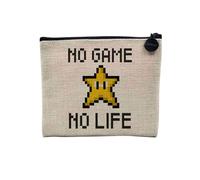 Pochette in lino - Arcade Retro Gaming Videogiochi Umorismo Scherzo Geek Culture - Astuccio per trucco in tela effetto lino, astuccio da toilette - Portamonete, No Game No Life, 15 x 10 cm, Astuccio