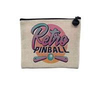 Pochette in lino - Arcade Retro Gaming Videogiochi Umorismo Scherzo Geek Culture - Astuccio per trucco in tela effetto lino, astuccio da toilette - Portamonete, Retro Flipper, 15 x 10 cm, Astuccio per