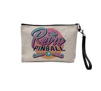 Pochette in lino - Arcade Retro Gaming Videogiochi Umorismo Scherzo Geek Culture - Astuccio per trucco in tela effetto lino, astuccio da toilette - Portamonete, Retro Flipper, 23.5 x 15 cm, Astuccio