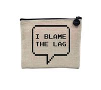 Pochette in lino - Arcade Retro Gaming Videogiochi Umorismo Scherzo Geek Culture - Astuccio per trucco in tela effetto lino, astuccio da toilette - Portamonete, Blame The Lag, 15 x 10 cm, Astuccio per