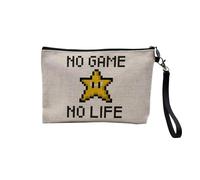Pochette in lino - Arcade Retro Gaming Videogiochi Umorismo Scherzo Geek Culture - Astuccio per trucco in tela effetto lino, astuccio da toilette - Portamonete, No Game No Life, 23.5 x 15 cm, Astuccio