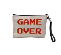 Pochette in lino - Arcade Retro Gaming Videogiochi Umorismo Scherzo Geek Culture - Astuccio per trucco in tela effetto lino, astuccio da toilette - Portamonete, Game Over, 23.5 x 15 cm, Astuccio per