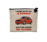 Pochette in lino - Auto - Argento non fa la felicità, astuccio per trucco in tela, effetto lino, portamonete - 15 x 10 cm, lino, 15 x 10 cm, Astuccio per il trucco