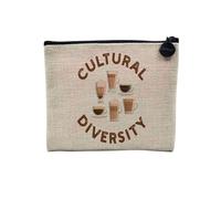 Pochette in lino - Cafe Coffee Culture Jague Espresso Americano Latte Macchiato - Astuccio trucco in tela effetto lino - Astuccio da toilette - Portamonete, Diversità culturale, 15 x 10 cm, Astuccio