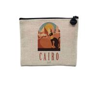 Pochette in lino - Cairo Egypt Illustration Il Cairo Egitto gatto piramide sfinge - Astuccio per trucco in tela effetto lino, portamonete - 15 x 10 cm, lino, 15 x 10 cm, Astuccio per il trucco