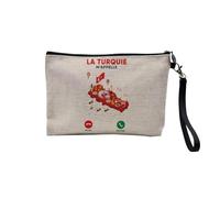Pochette in lino - Chiamate Telephone Passion Travel Decroche Umorismo Paese Africa Asia Europa Tradizione - Astuccio trucco in tela effetto lino - Astuccio da toilette - Portamonete, Turchia 2, 23.5