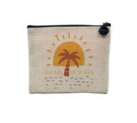 Pochette in lino - Chill Vibes on The Beach Spiaggia Mare Vacances - Astuccio per trucco in tela effetto lino - Portamonete - 15 x 10 cm, lino, 15 x 10 cm, Astuccio per il trucco