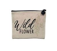 Pochette in lino - Collezione Amatoriale delle piante, giardinaggio, Passione, giardino inglese, astuccio per trucco in tela, effetto lino, astuccio da bagno, portamonete, Fiore selvatico, 15 x 10 cm,