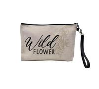 Pochette in lino - Collezione Amatoriale delle piante, giardinaggio, Passione, giardino inglese, astuccio per trucco in tela, effetto lino, astuccio da bagno, portamonete, Fiore selvatico, 23.5 x 15