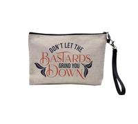 Pochette in lino - Collezione Citazione Benessere Inglese Tipografia Messaggio Self Care Salute Mentale - Astuccio trucco in tela effetto lino - Astuccio da toilette - Portamonete, Grind You, 23.5 x