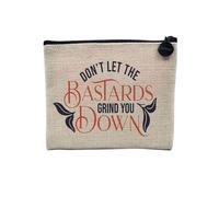 Pochette in lino - Collezione Citazione Benessere Inglese Tipografia Messaggio Self Care Salute Mentale - Astuccio trucco in tela effetto lino - Astuccio da toilette - Portamonete, Grind You, 15 x 10