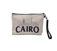 Pochette in lino - Collezione Città del Mondo Stile Minimalista Viaggi Turismo Cartolina - Astuccio trucco in tela effetto lino - Astuccio da toilette - Portamonete, Cairo, 23.5 x 15 cm, Astuccio per