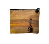 Pochette in lino - Collezione dei più bei tramonti Natura Magnifico Paesaggio Mare Montagna Città - Astuccio trucco in tela effetto lino - Astuccio da toilette - Portamonete, Barca a, 15 x 10 cm,