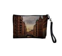 Pochette in lino - Collezione dei più bei tramonti Natura Magnifico Paesaggio Mare Montagna Città - Astuccio trucco in tela effetto lino - Astuccio da toilette - Portamonete, Amburgo, 23.5 x 15 cm,