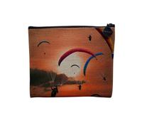 Pochette in lino - Collezione dei più bei tramonti Natura Magnifico Paesaggio Mare Montagna Città - Astuccio trucco in tela effetto lino - Astuccio da toilette - Portamonete, Parapendio, 15 x 10 cm,