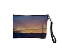 Pochette in lino - Collezione dei più bei tramonti Natura Magnifico Paesaggio Mare Montagna Città - Astuccio trucco in tela effetto lino - Astuccio da toilette - Portamonete, San Francisco, 23.5 x 15