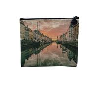 Pochette in lino - Collezione dei più bei tramonti Natura Magnifico Paesaggio Mare Montagna Città - Astuccio trucco in tela effetto lino - Astuccio da toilette - Portamonete, Copenaghen, 15 x 10 cm,