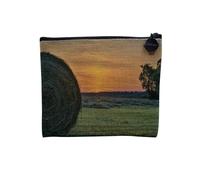 Pochette in lino - Collezione dei più bei tramonti Natura Magnifico Paesaggio Mare Montagna Città - Astuccio trucco in tela effetto lino - Astuccio da toilette - Portamonete, Campi, 15 x 10 cm,