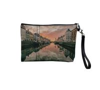 Pochette in lino - Collezione dei più bei tramonti Natura Magnifico Paesaggio Mare Montagna Città - Astuccio trucco in tela effetto lino - Astuccio da toilette - Portamonete, Copenaghen, 23.5 x 15 cm,