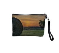 Pochette in lino - Collezione dei più bei tramonti Natura Magnifico Paesaggio Mare Montagna Città - Astuccio trucco in tela effetto lino - Astuccio da toilette - Portamonete, Campi, 23.5 x 15 cm,