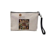 Pochette in lino, collezione di reti sociali, parodia pittore, pittura classica romantica, astuccio per trucco in tela, effetto lino, astuccio da bagno, portamonete, Botticelli, 23.5 x 15 cm, Astuccio