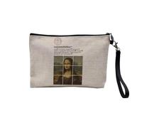 Pochette in lino, collezione di reti sociali, parodia pittore, pittura classica romantica, astuccio per trucco in tela, effetto lino, astuccio da bagno, portamonete, Da Vinci, 23.5 x 15 cm, Astuccio