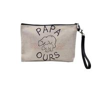 Pochette in lino - Collezione Famiglia Papà Mamma Fratello Sorella Nonna Papi Matrigna Idea Regalo Fete Cugino - Astuccio Trucco in Tela Aspetto Lino - Astuccio da toilette - Portamonete, Orso Papà,